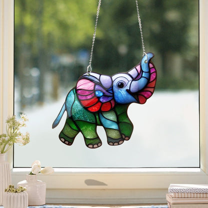 Elephant Stained Glass Suncatcher