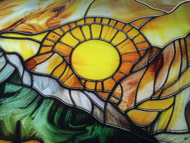 Mountain Range Stained Glass Suncatcher
