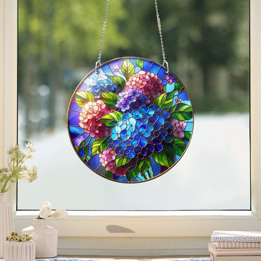 Hydrangea Stained Glass Suncatcher