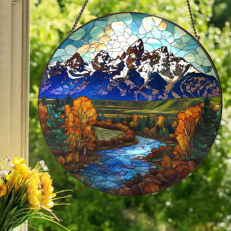 Grand Teton National Park Stained Glass Suncatcher