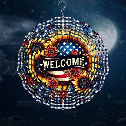 American Welcome Bloom – Personalized Garden Wind Spinner