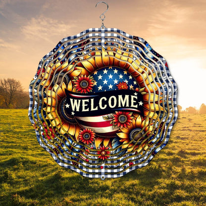 American Welcome Bloom – Personalized Garden Wind Spinner