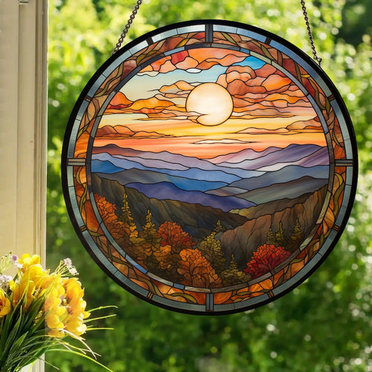 Smoky Mountains Stained Glass Suncatcher
