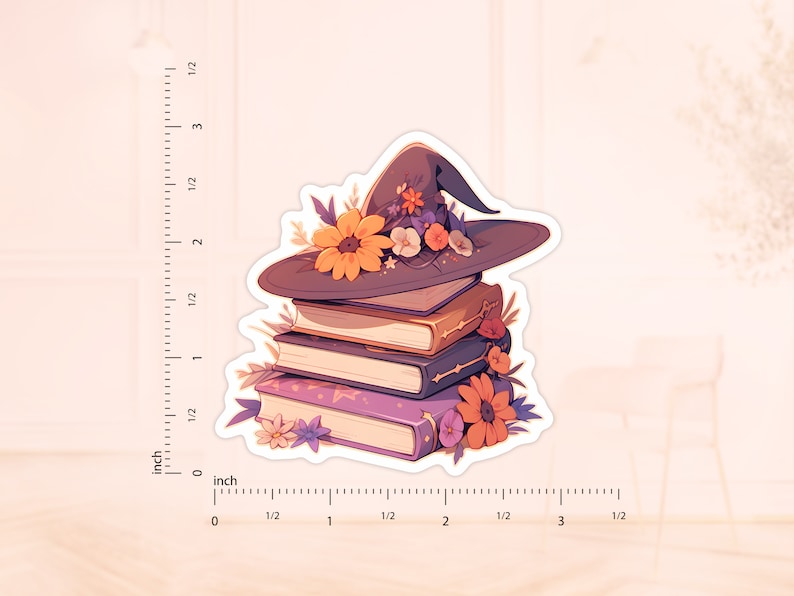 Witch Hat on Books Sticker