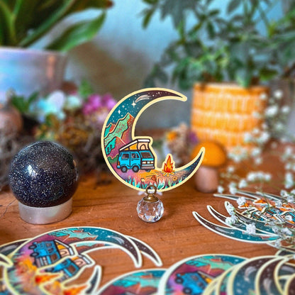 Over The Moon Camping Stickers