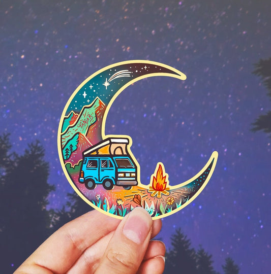 Over The Moon Camping Stickers