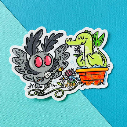 Mothman & Nessie Springtime Cryptid Sticker