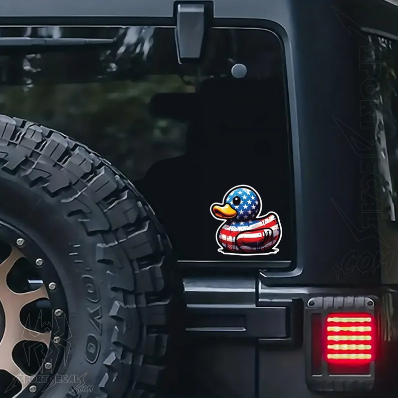 Patriotic Rubber Ducky America USA Flag Sticker