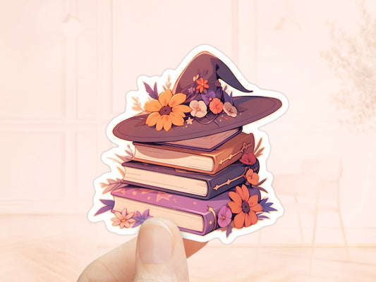 Witch Hat on Books Sticker