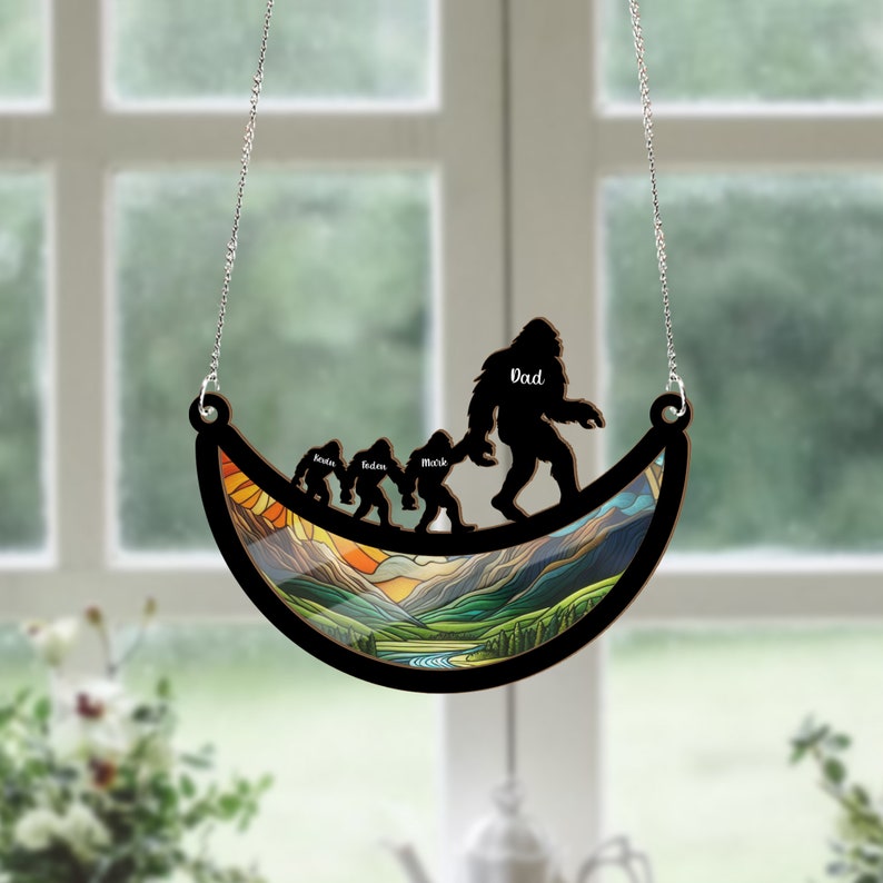 Personalized Bigfoot Stained Glass Suncatcher