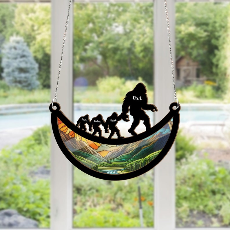 Personalized Bigfoot Stained Glass Suncatcher