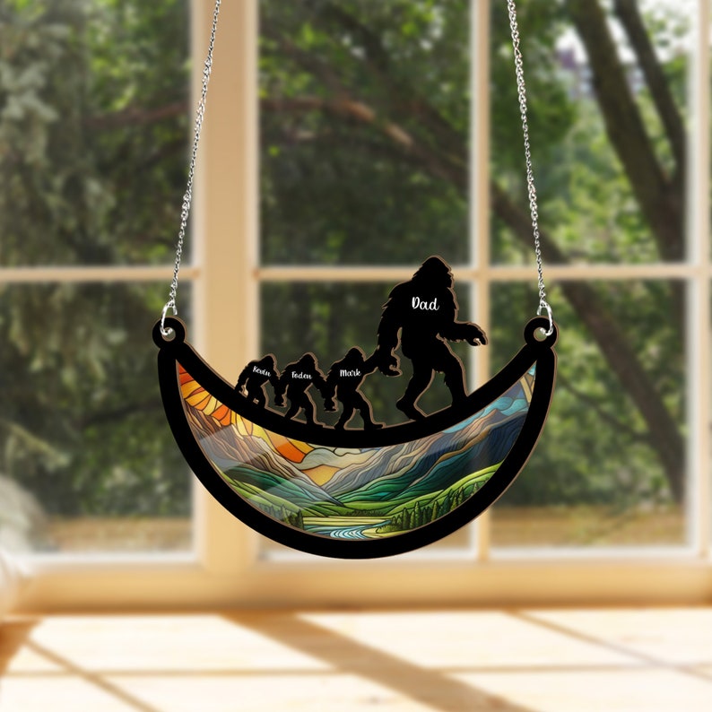 Personalized Bigfoot Stained Glass Suncatcher