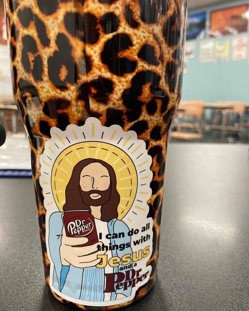 I Can Do All Things With Jesus and Dr. Pepper Sticker