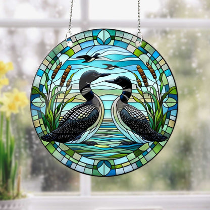 Loon Bird couple ACRYLIC Window Hanging