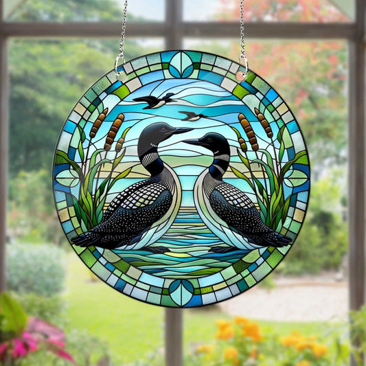 Loon Bird couple ACRYLIC Window Hanging