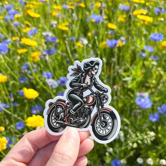Motorcycle Girl Sticker