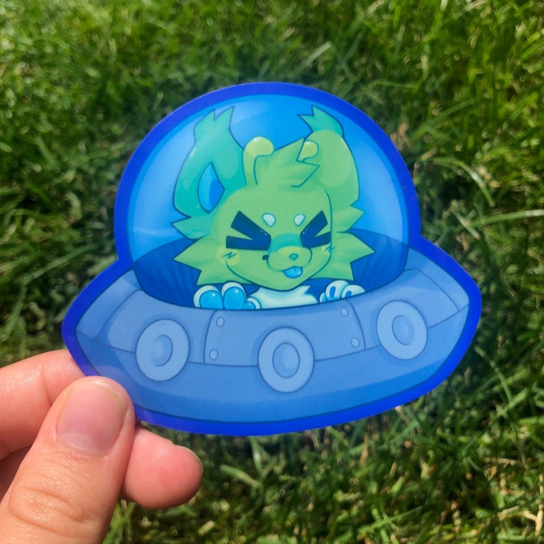 Alien Cat UFO Sticker