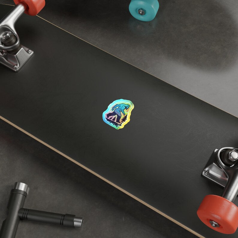 Sasquatch on the Run Holographic Sticker