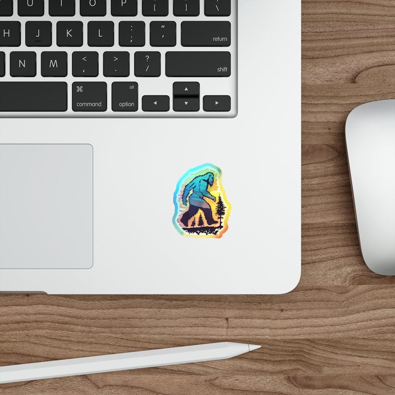 Sasquatch on the Run Holographic Sticker