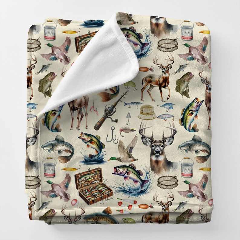 Vintage Hunting Fishing Blanket