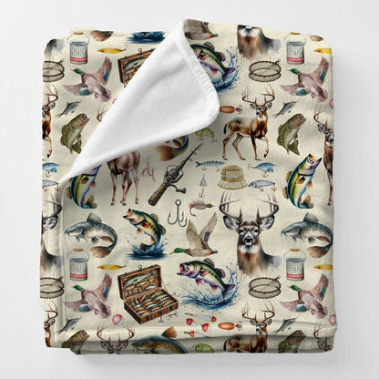 Vintage Hunting Fishing Blanket
