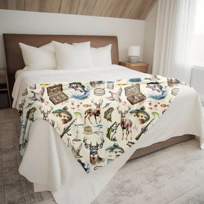 Vintage Hunting Fishing Blanket