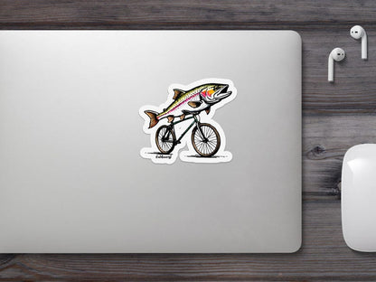 Rainbow Trout on Bicycle Sticker