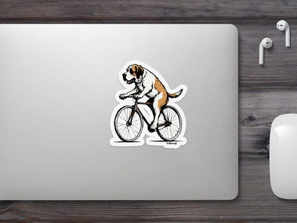 St Bernard Riding Bicycle Sticker