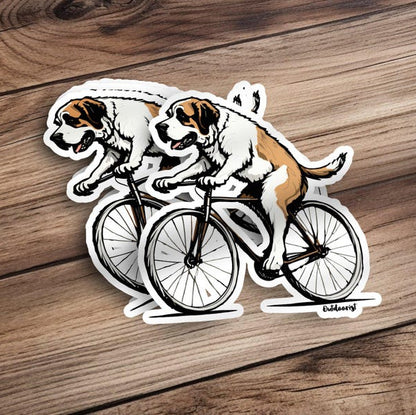 St Bernard Riding Bicycle Sticker