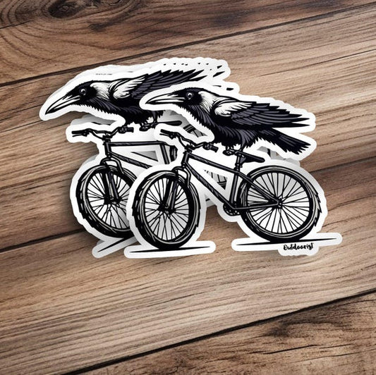 Raven on Bicycle Sticker