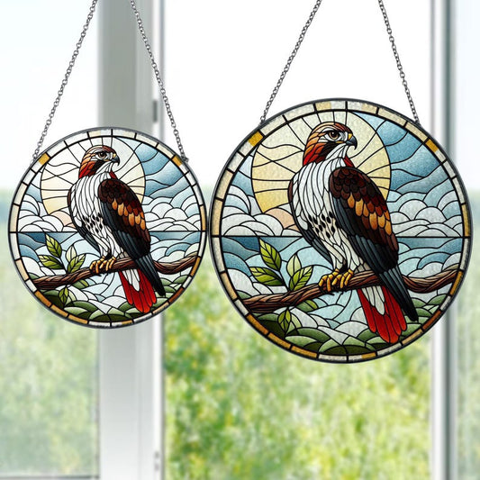 Red Tailed Hawk Stained Glass Suncatcher