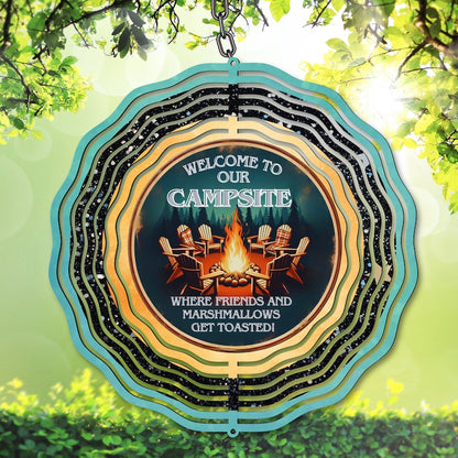 Welcome To Our Campsite Wind Spinner
