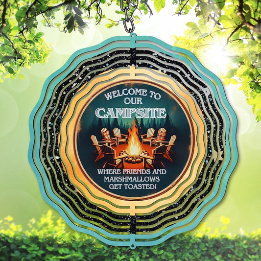 Welcome To Our Campsite Wind Spinner