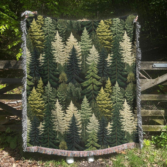 Green Tree Forest Throw Blanket