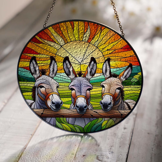 Donkey  Stained Glass Suncatcher