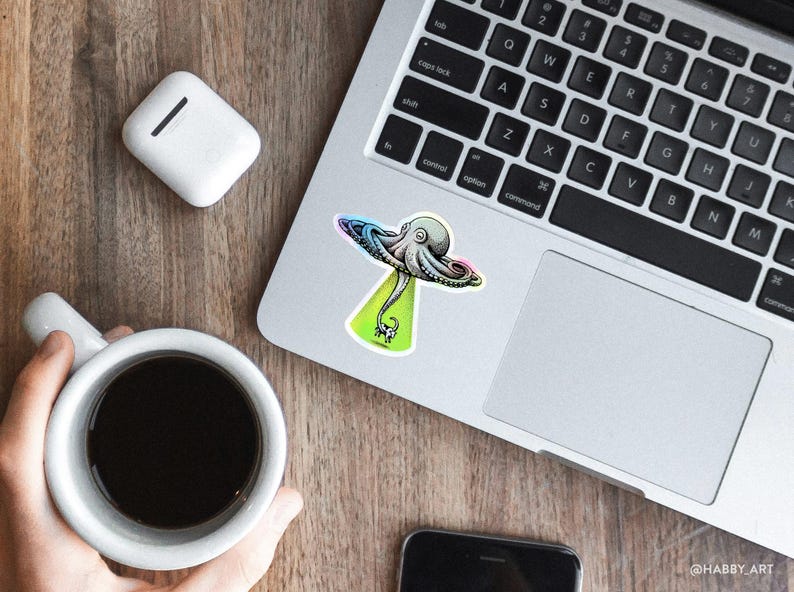 Octopus UFO Hologram Vinyl Sticker