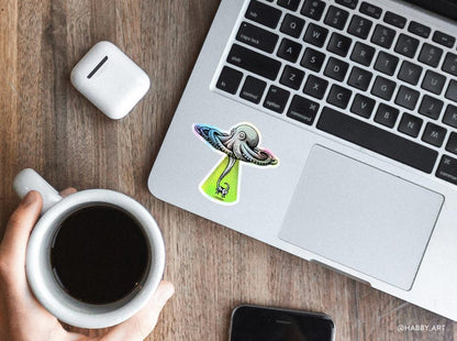 Octopus UFO Hologram Vinyl Sticker