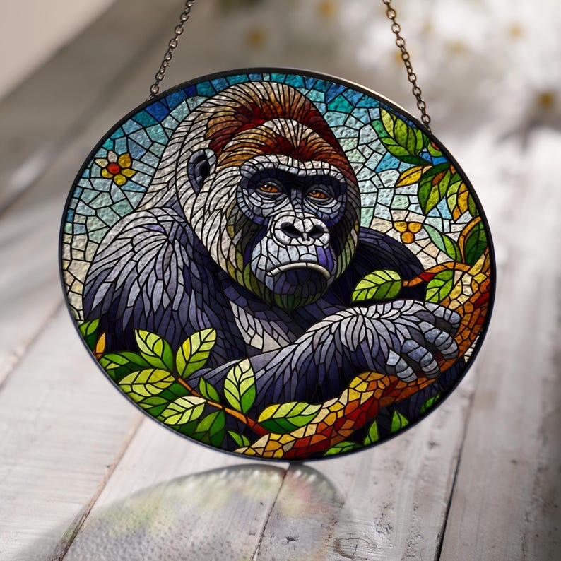 Gorilla Stained Glass Suncatcher