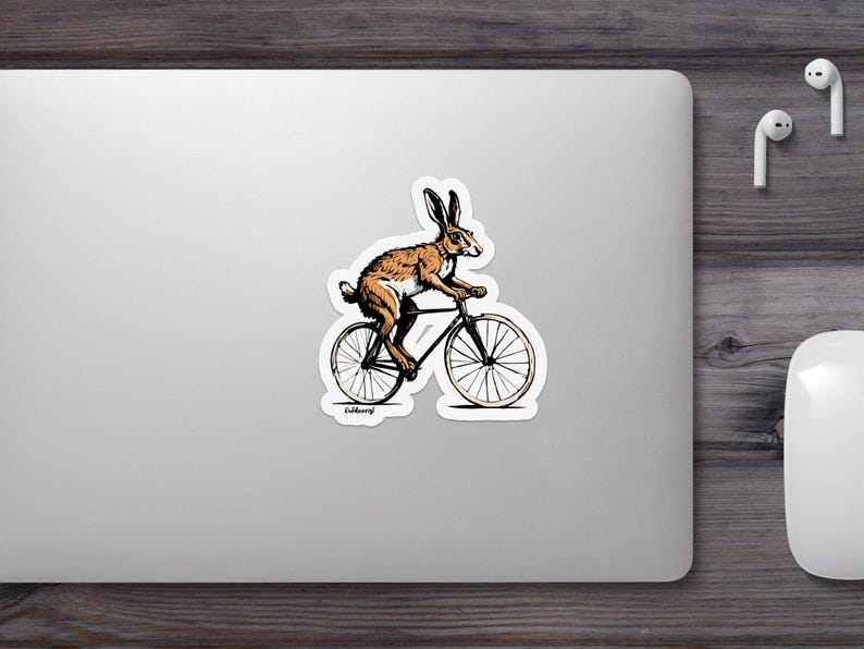 Rabbit on Bicycle Sticker