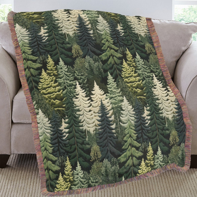 Green Tree Forest Throw Blanket