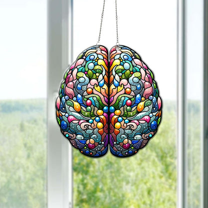 Aesthetic Anatomical Brain Stained Glass Suncatcher
