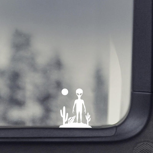 Alien UFO Crash Desert Sticker