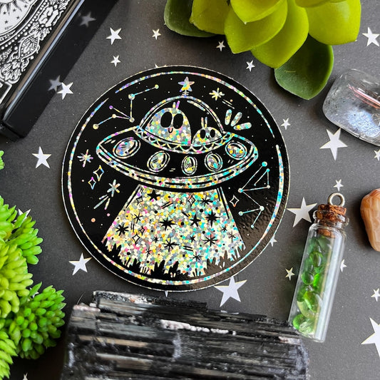 Glitter UFO Vinyl Sticker