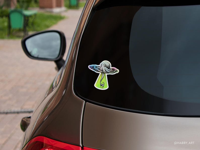Octopus UFO Hologram Vinyl Sticker