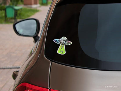 Octopus UFO Hologram Vinyl Sticker
