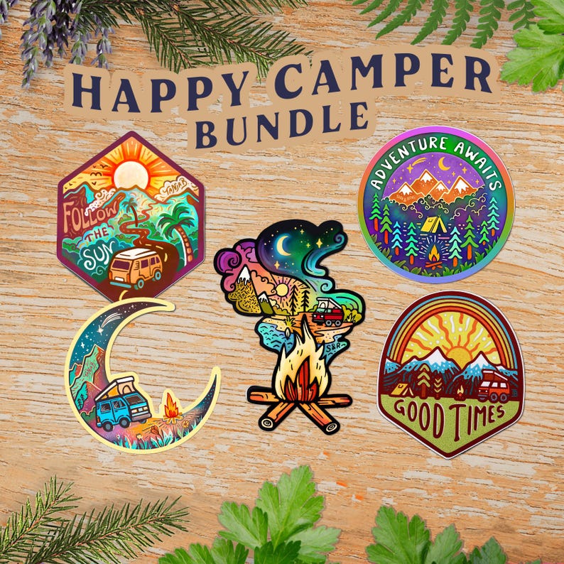 Over The Moon Camping Stickers