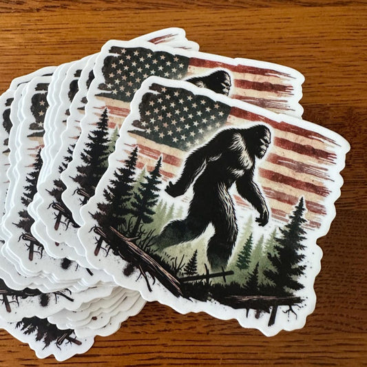 Patriotic BigFoot Sticker