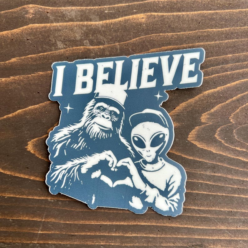 Alien and Bigfoot Sticker