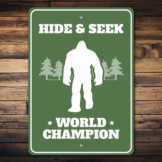 World Champion Bigfoot Metal Sign