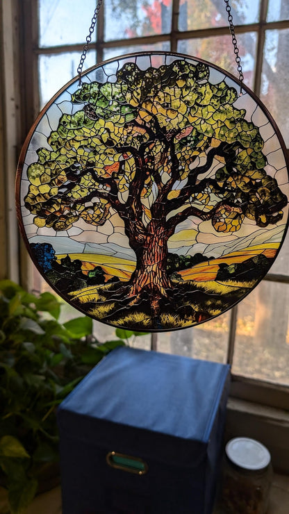 Mighty Oak Stained Glass Suncatcher